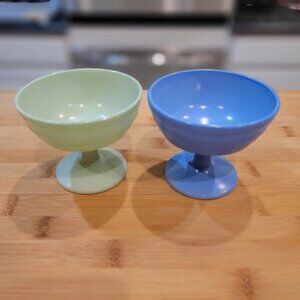 Vintage Hazel Atlas Ice Cream Parfait Bowls - SET OF One Green and One Blue